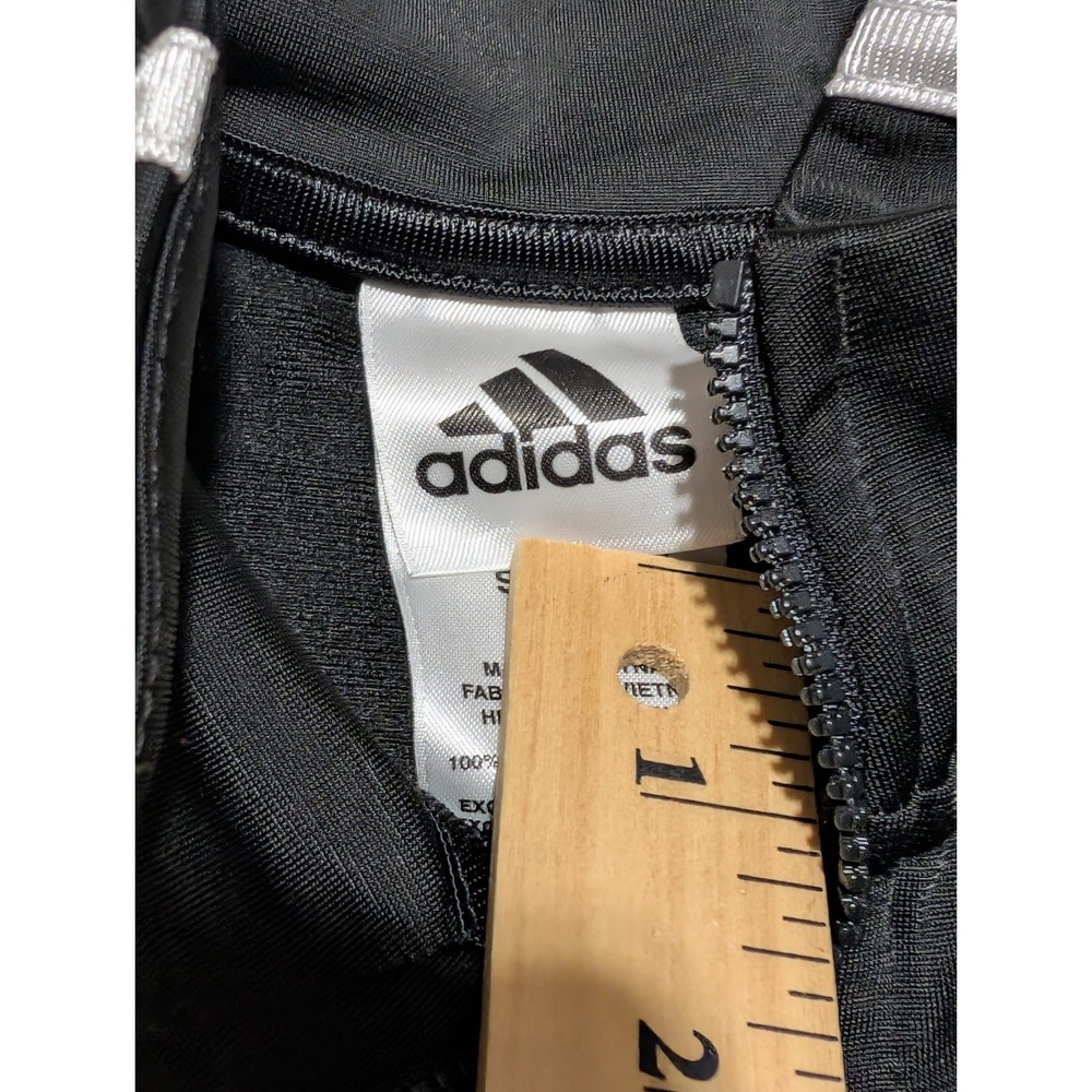 Adidas 3 Stripe Boys S 7/8 Black White Zip Up Sports Track Jacket W/Pockets - Picture 4 of 4